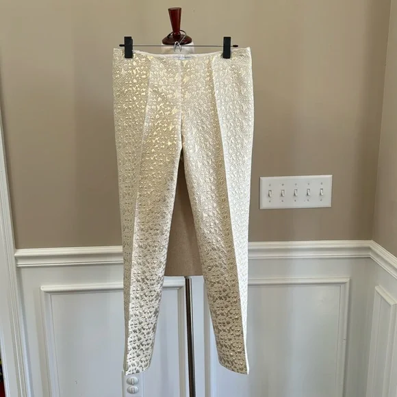 slim fit dress slacks DONNA KARAN Size 6 Gold Stretch Linen / Rayon Dress Pants – Sui Generis  Designer Consignment